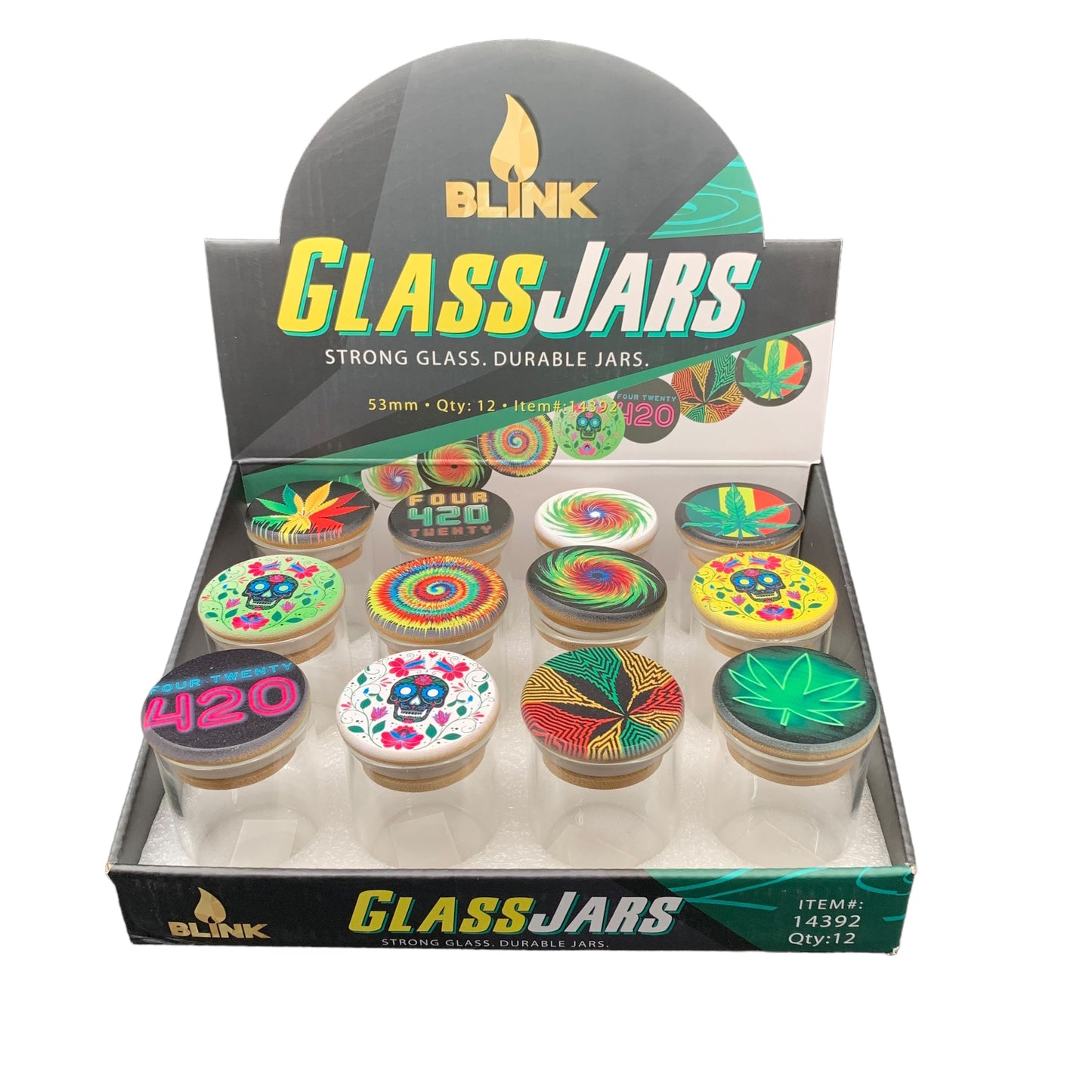 Air Tight Glass Jars w/ Bamboo Lid - Small Size, 4G - 12ct. Display #14392 (B2B)