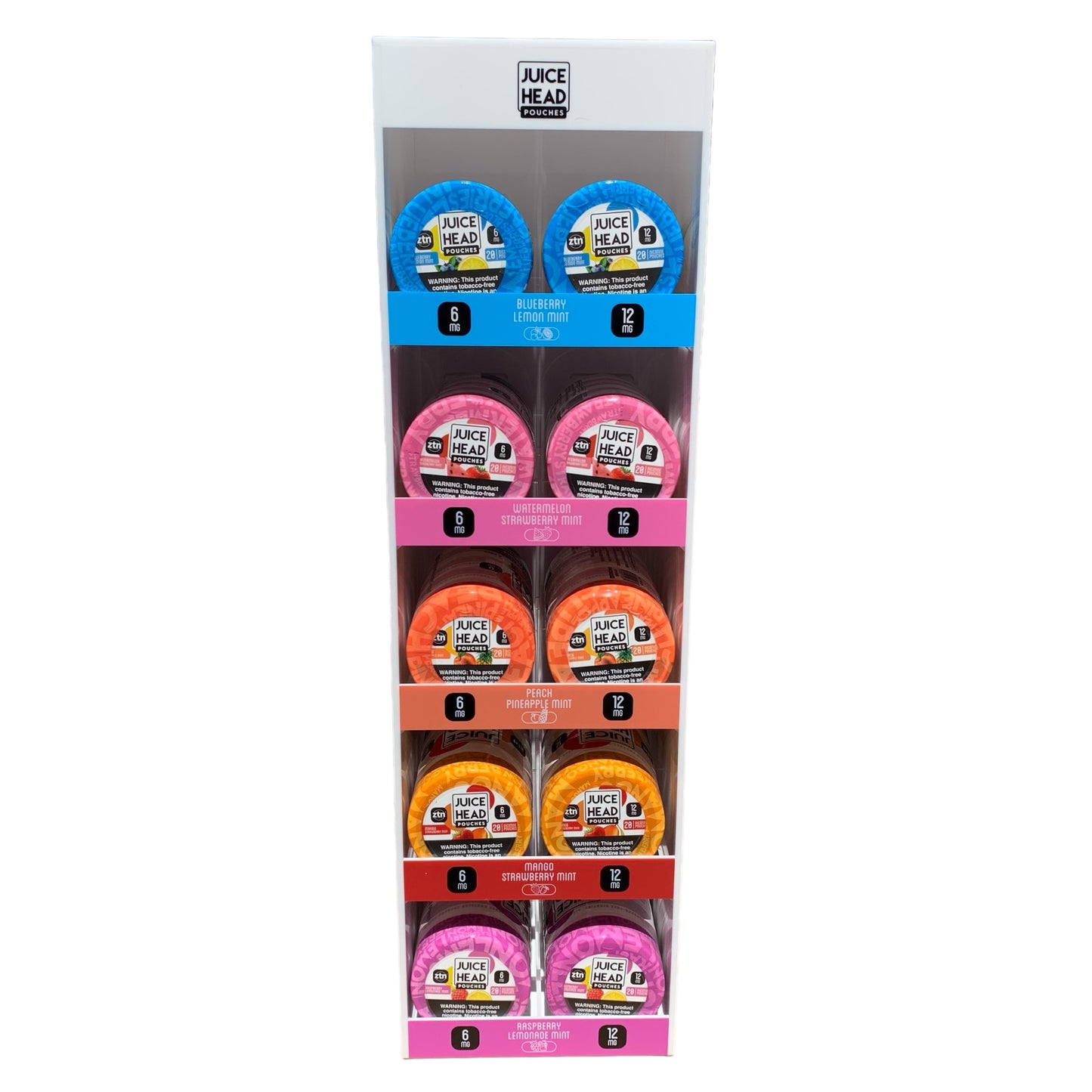 Juice Head Nicotine Pouches Display, 5 Flavors of 3mg and 6mg Each, 5ct Of Each Flavor (B2B)