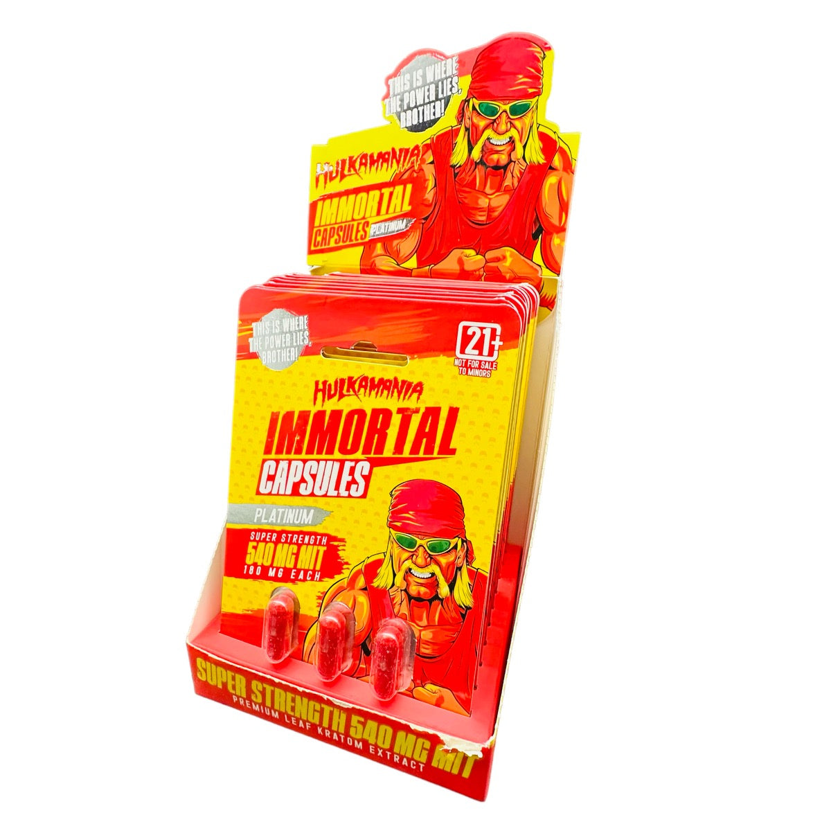 Hulk Hogan Immortal Kratom Platinum 540mg MIT 3ct Capsules - Display Box of 10 (B2B)