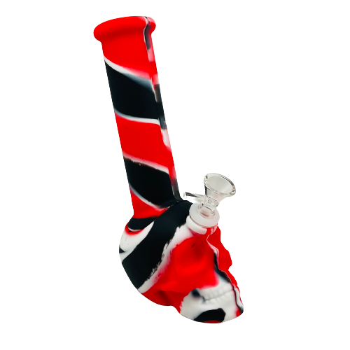 Silicone 9in Skull Shape Bong w/Ice Catcher - Assorted Colors (B2B)