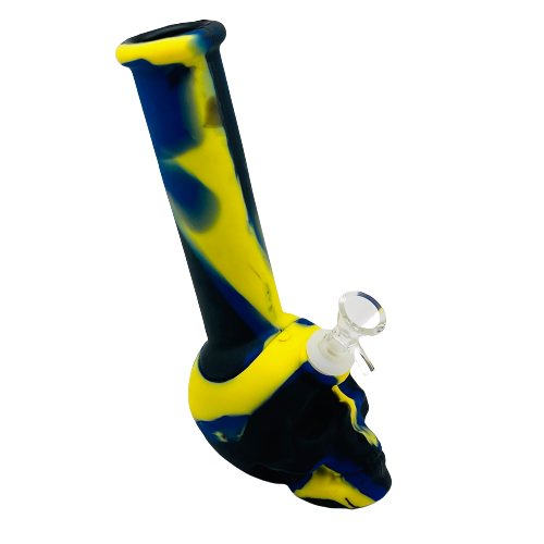 Silicone 9in Skull Shape Bong w/Ice Catcher - Assorted Colors (B2B)