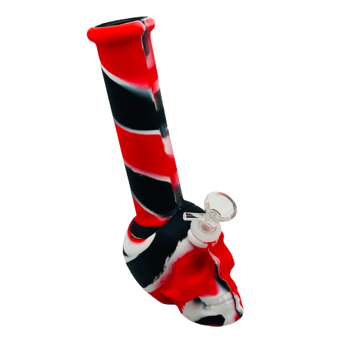 Silicone 9in Skull Shape Bong w/Ice Catcher - Assorted Colors (B2B)
