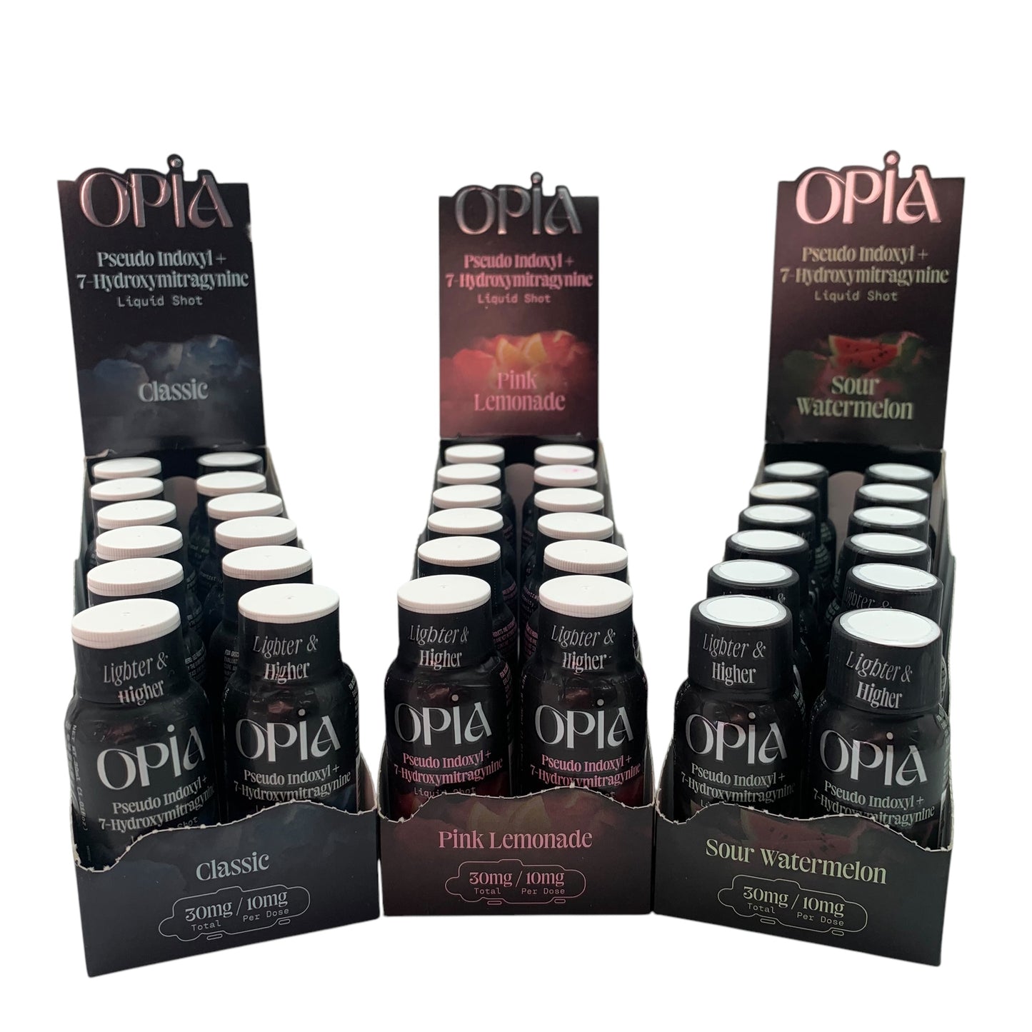 Opia - Pseudo Indoxyl + 7 Hydroxymitragynine Kratom Liquid Shot 30mg, Display Box of 12 Shots (B2B)