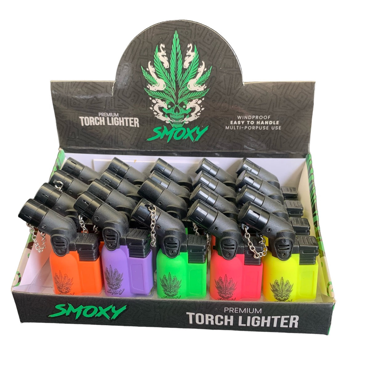 Agni Rubber Double Torch Lighters by Smoxy - 20ct Display (Color Options Available) (B2B)