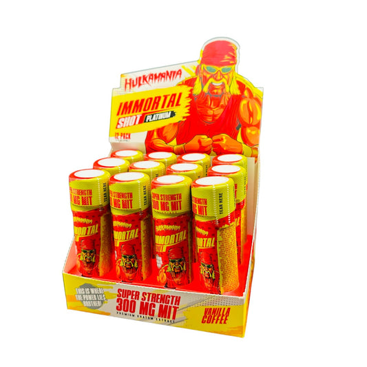 Hulk Hogan Immortal Kratom Platinum 300mg MIT Shot 2oz - Display Box of 12 (Flavor Options Available) (B2B)