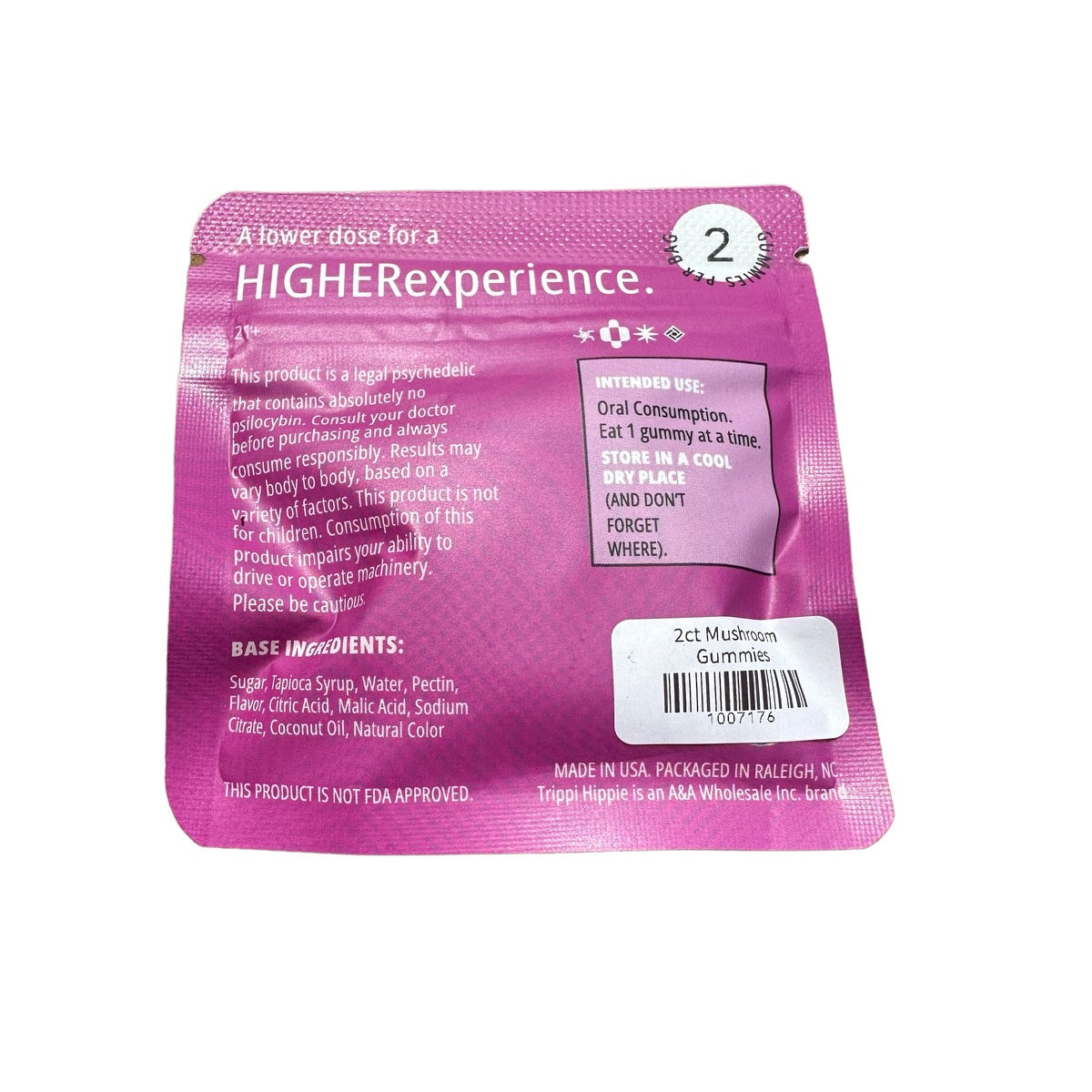 Trippie Hippie Mushroom Gummies, Box of 50 Bags, 2ct Per Bag (B2B)