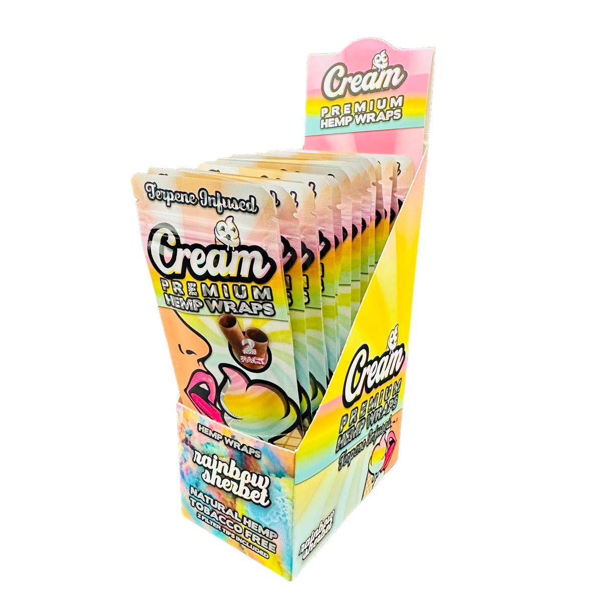 Cream Premium Hemp Wraps, 2 Per Pack, Box of 25 Packs (Flavor Options Available) (B2B)