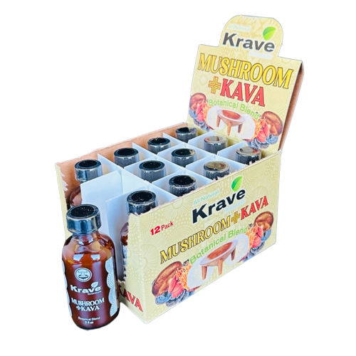 Krave Kava & Mushroom Shot 2oz Glass Bottle - Box of 12 (B2B)