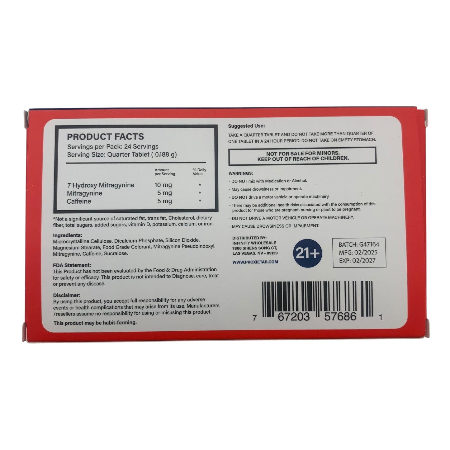 Proxie -7 Hydroxymitragynine 6ct. Chewable Tablets, 240mg Display Box of 10 Packs (B2B)