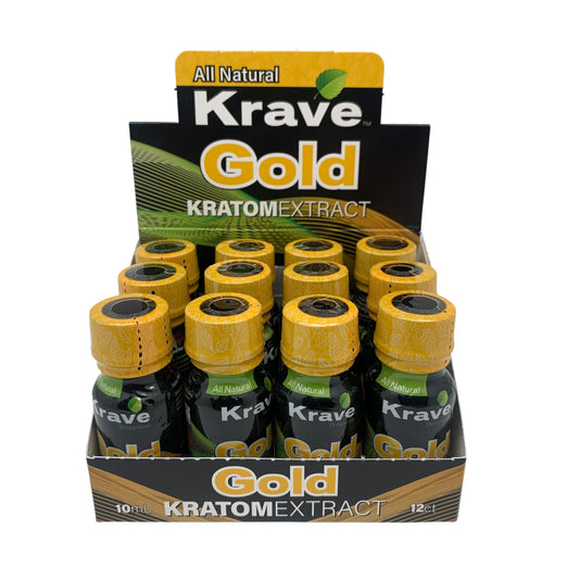 Krave Gold Kratom Shot 10ml - Box of 12 (B2B)