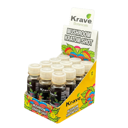 Mushroom Kratom Shot 2fl oz by Krave 10ml Kratom Extract Shot - Box of 12 (B2B)