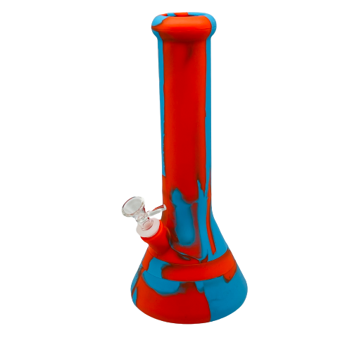 Silicone 12in Beaker Bong w/Ice Catcher - Assorted Colors (B2B)