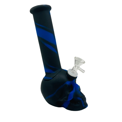 Silicone 9in Skull Shape Bong w/Ice Catcher - Assorted Colors (B2B)