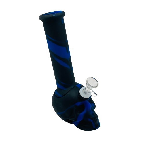 Silicone 9in Skull Shape Bong w/Ice Catcher - Assorted Colors (B2B)