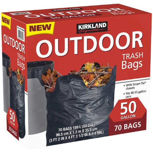 Kirkland Signature 50 Gallon Outdoor Trash Bags 70ct (Stores)